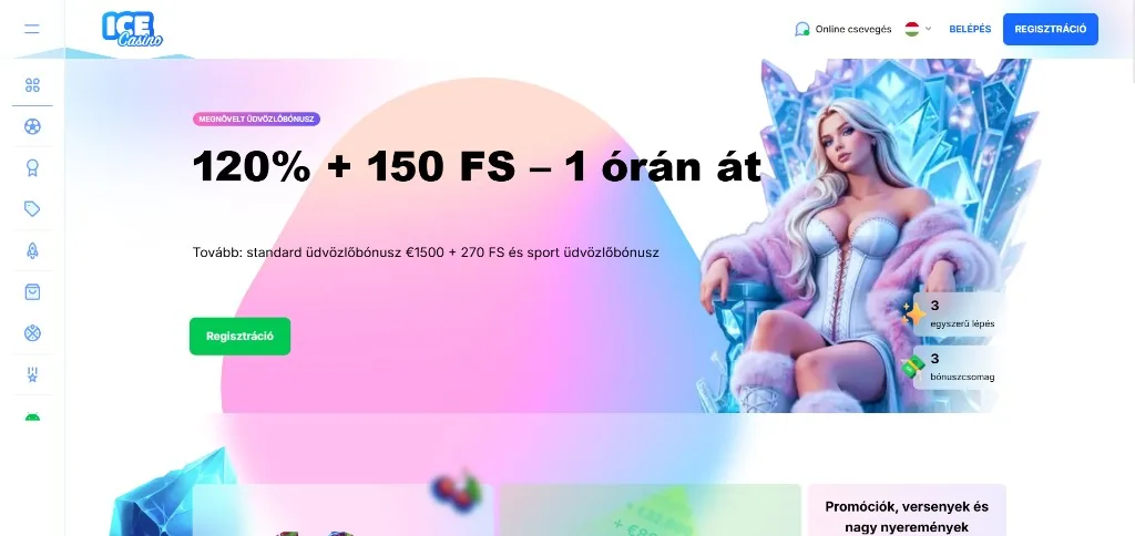 Ice Casino asztali kezdőképernyő magyarul