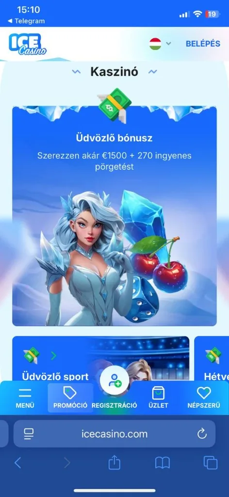 Ice Casino mobil kaszinó lobby